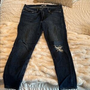 Good American Dark Blue Distressed Skinny Jeans